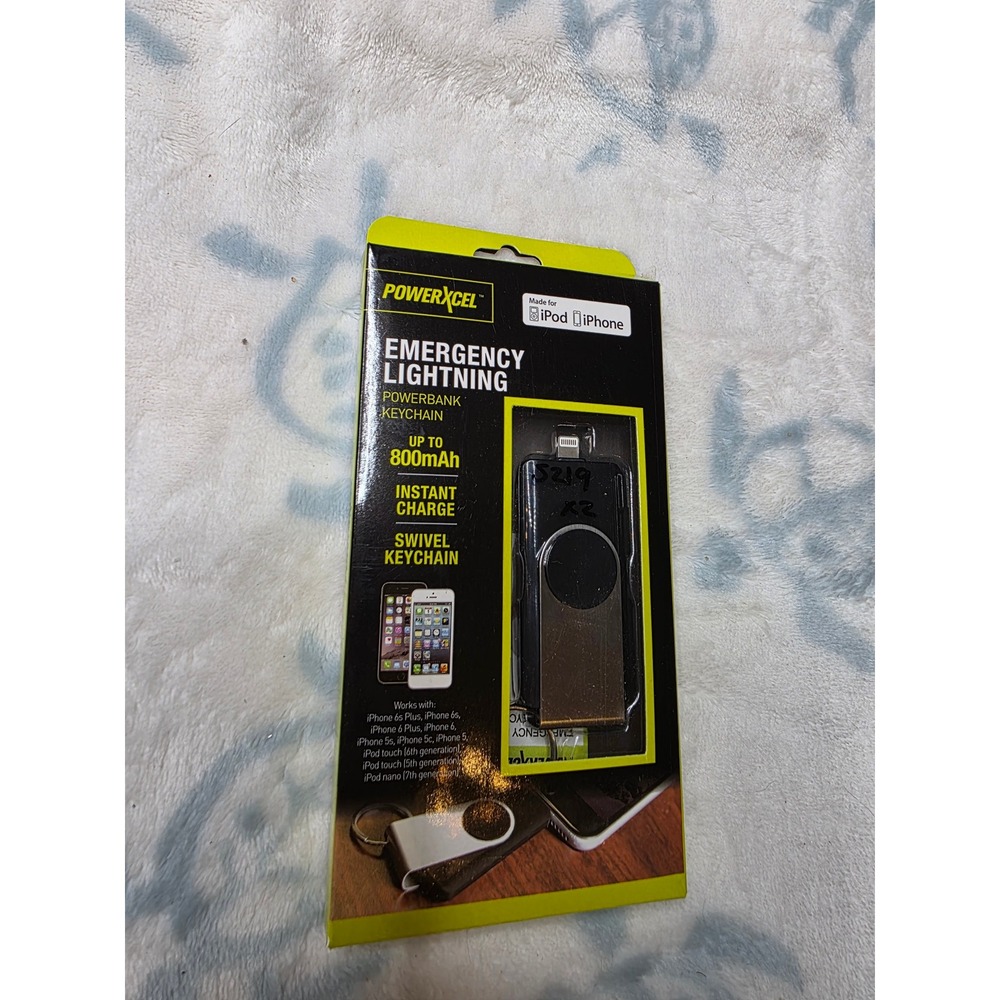 PowerXcel Emergency Lightning Powerbank Keychain 800mAh MFI Apple iPhone iPod - Picture 14 of 16